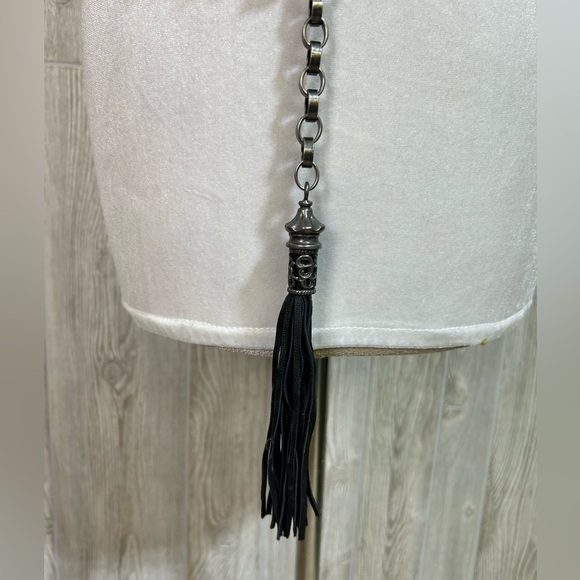 Black Braided Leather and Metal Belt 36” - Picture 8 of 12